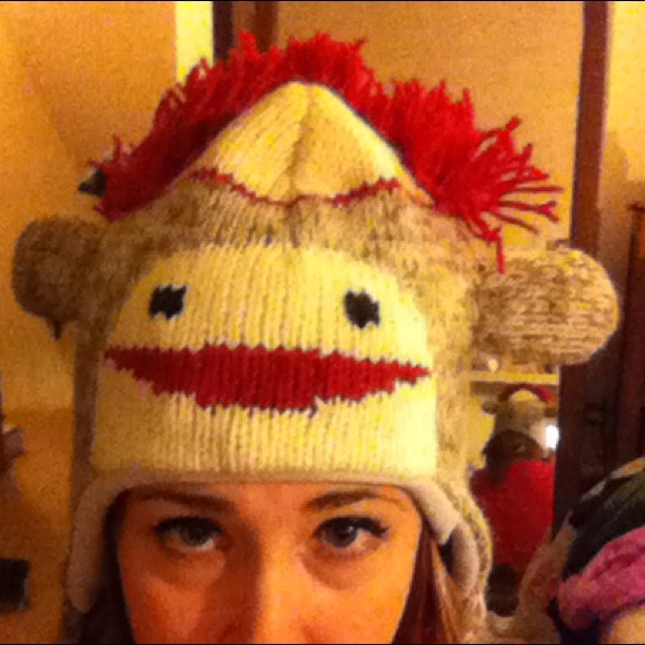 Knit sock monkey hat or beanie