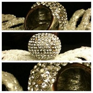 Silver rhinestone ring