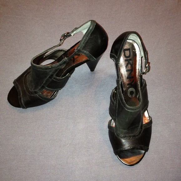 Open toe DKNY heels.