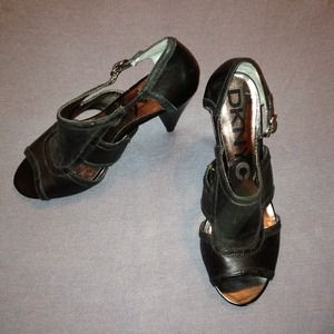 Open toe DKNY heels.