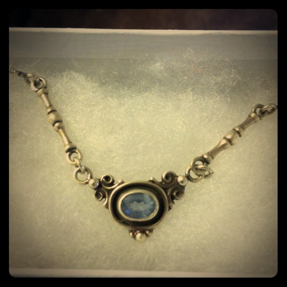 Custom made blue topaz sterling silver necklace