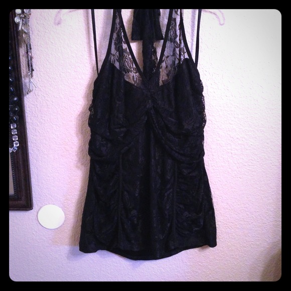 Black lace halter plus size 2; good condition.