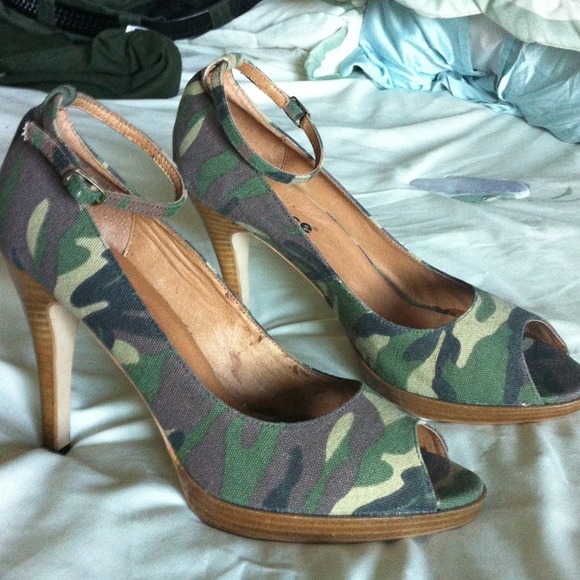 Camo ankle strap heels
