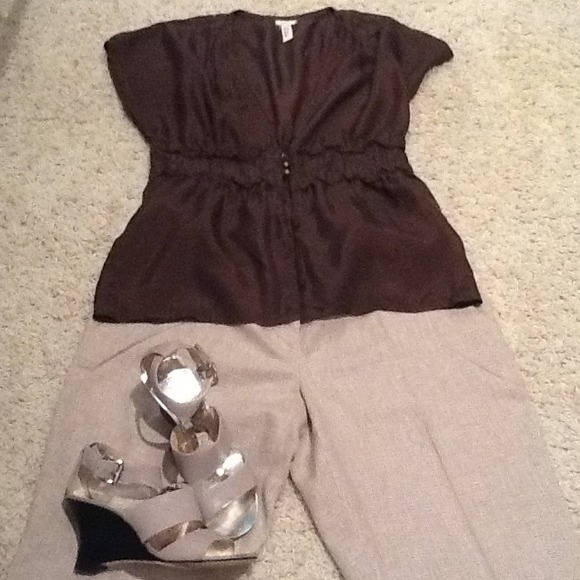 ❤SOLD❤Silk Brown Top or Jacket