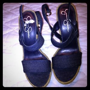 Jessica Simpson jean sandals.