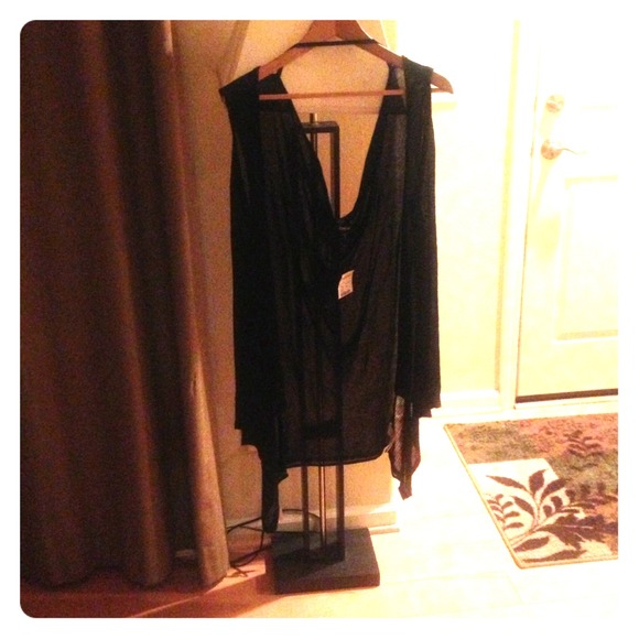 Bebe drapery front pointelle vest in black!