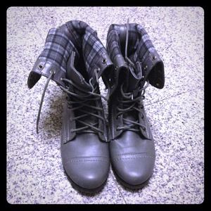 Gray combat boots
