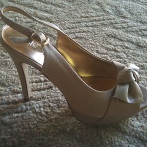 Reserved till tues - Champagne satin stiletto