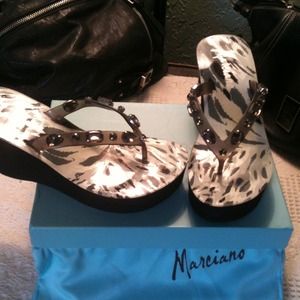 Marciano by Guess jeweled wedge flip flops