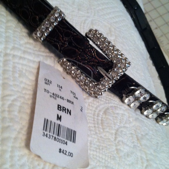 Ruosso Rhinestone & Leather Belt - Picture 2 of 4