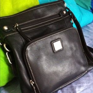 Black leather cross body bag