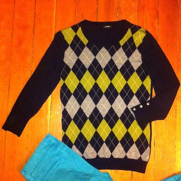 JCREW Argyle 100% Merino Wool Sweater Size Small - Picture 3 of 3