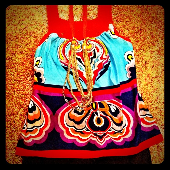 Blue Plate multi-color top: Sz. Small