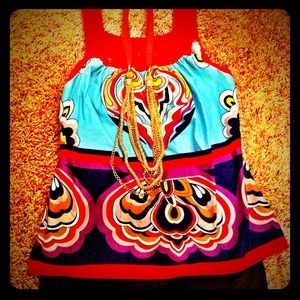 Blue Plate multi-color top: Sz. Small