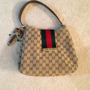 New ladies web gg medium hobo bag with cat charm