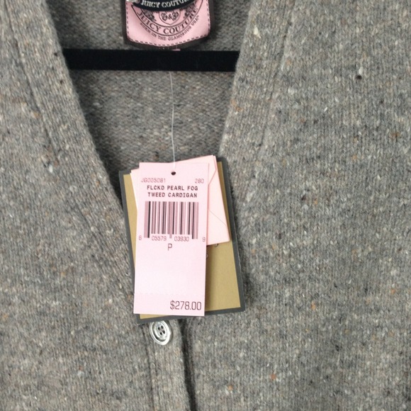 Reduced!NWT Juicy Couture Tweed Cardigan w Crystal - Picture 2 of 4