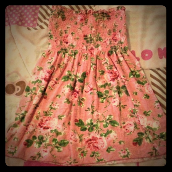 Pink floral tube top