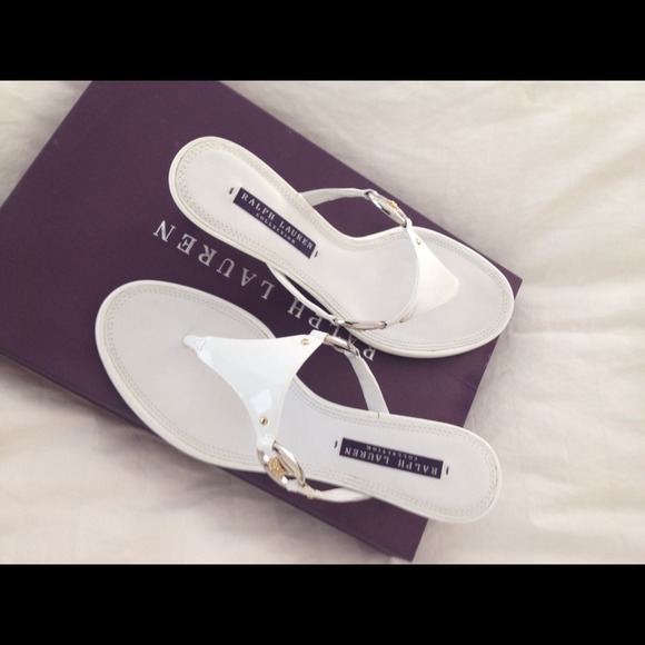Ralph Lauren Shoes - NWT Ralph Lauren Collection Wht Patent Resrt Slide