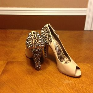 Nude spiked heels! Practically NEW! Great for Xmas