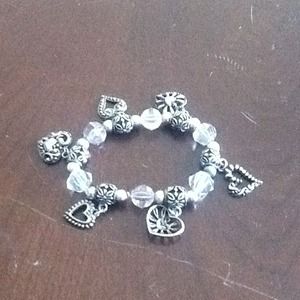 Light crystal & purple with heart charms bracelet