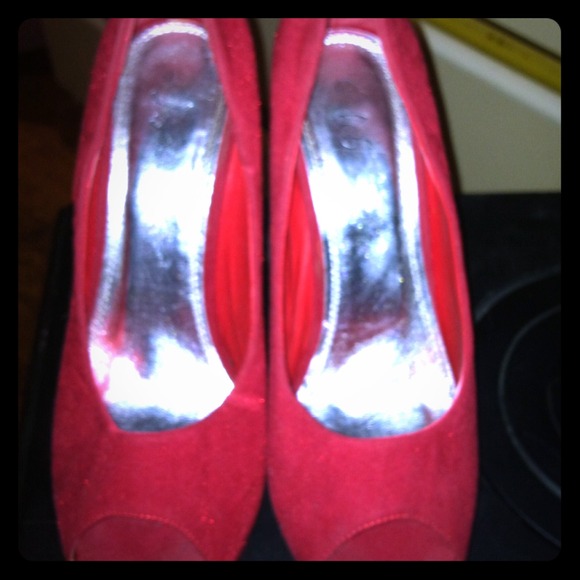 Red Open Toe Pumps