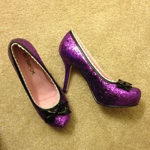 Purple Glitter Heals size 8
