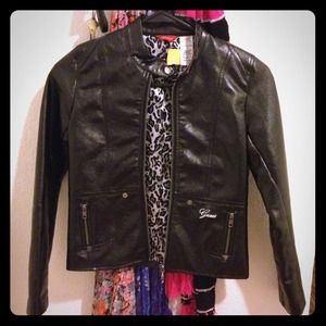 Kids size GUESS leather jacket.