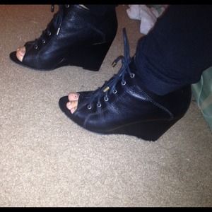 Leather lace up booties