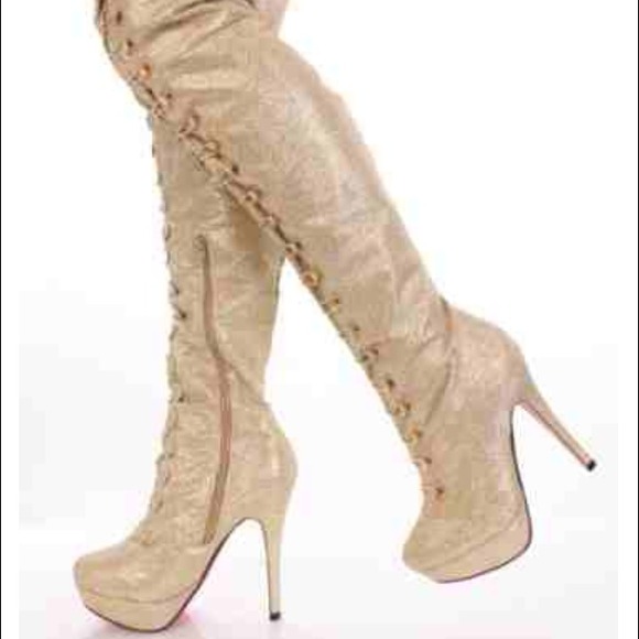 Gold glitter boots