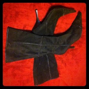 Black BCBGirl boots-suede with leather trimming