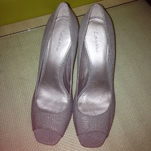 Silver wooden heels