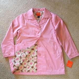 Brand New Pink Retro Daisy ShedRain Topper Coat