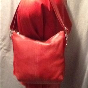♨Reduced♨Red Leather Coach Slim Duffle Hobo