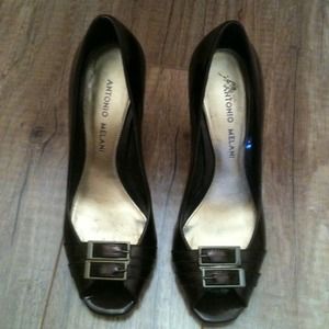 Antonio Melani dark bronze heels.