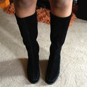 💢Black Suede Aerosole Knee Boots