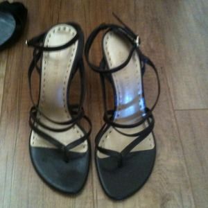 Gianni Bini chocolate brown strapy heels.