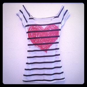 local boutique Tops - Stripped Heart Shirt local boutique Tops - Stripped Heart Shirt