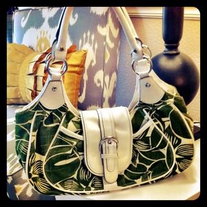 Green/White Canvas purse