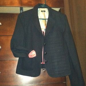 J.Crew Black Wool Herringbone Blazer