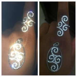 silver pendant and matching ring