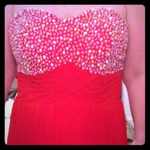 Custom Made Red Gown with hand beading