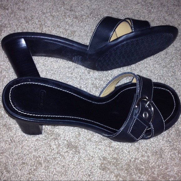 Gorgeous leather, open toe Coach shoes!