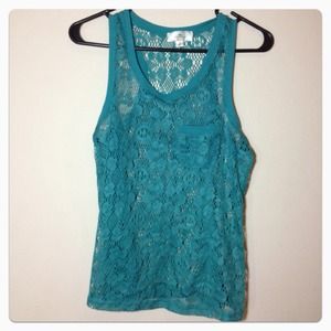 BRAND NEW Teal Lace Tank