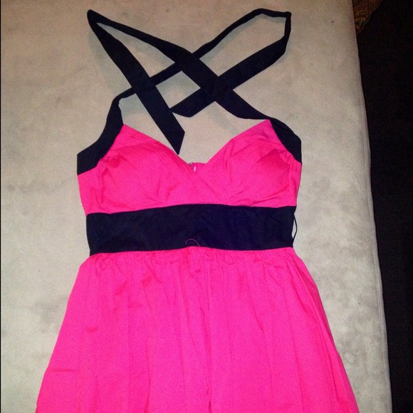 Barbie lipstick pink with black trim party dress! - Picture 1 of 4