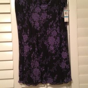 Black with purple flowers n beading.