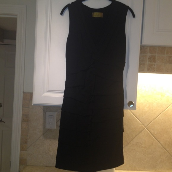 Elegant Nicole Miller V-neck Ruched Dress