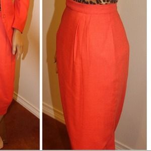 Orange midi length skirt