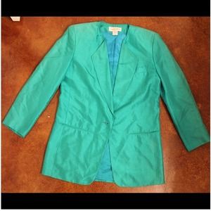 Turquoise silk blazer