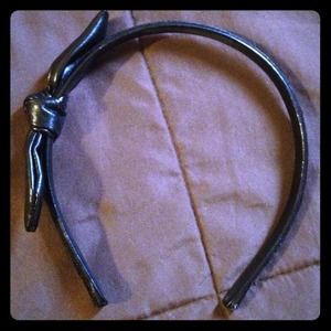 Faux black leather head band