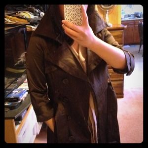 New BEBE brown satin trench coat, size S